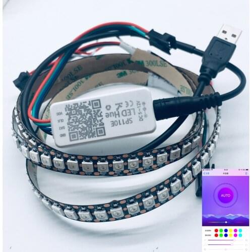 USB 5V RGB Led Strip Light 2812b 144LED/m SP110E Bluetooth controller TV Backlight Dream Color Flash Stripe Decoration
