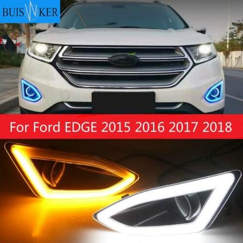 LED Daytime Running Light For Ford EDGE 2015 2016 2017 2018 Waterproof ABS 12V Car DRL Fog Lamp Decoration with dimmer function