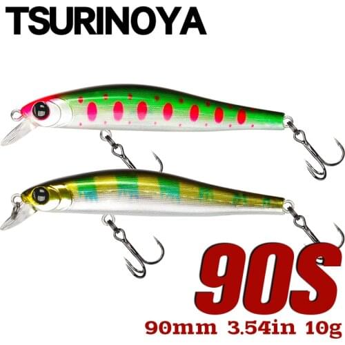 TSURINOYA Fishing Lure 90S Slow Sinking Minnow Hard Baits Earl DW82 90mm 10g Tungsten steel Profession Fishing Model Bass Trout