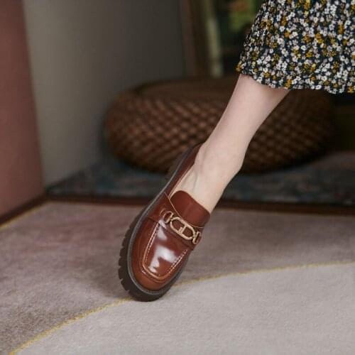 ROYESIC Ms. Derby shoes, British retro, metal fastener, casual thick bottom single shoes, full leather handmade