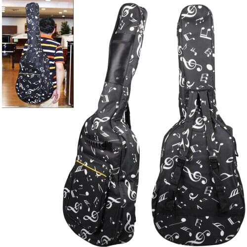 Waterproof Durable Guitar Bag Double Straps Padded With Musical Notes Soft Case for 39 / 40 / 41 Inch Guitar Gig Bag