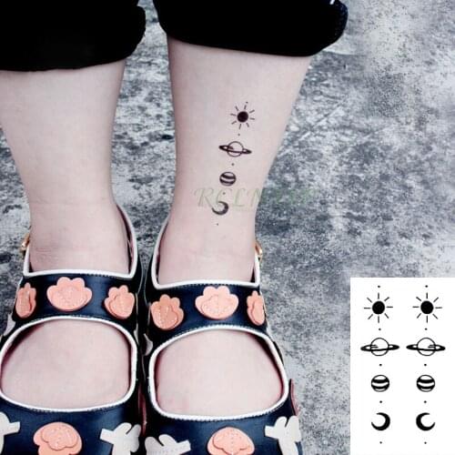 Waterproof Temporary Tattoo Sticker sun moon planet tatto flash tatoo fake tattoos for kids men women