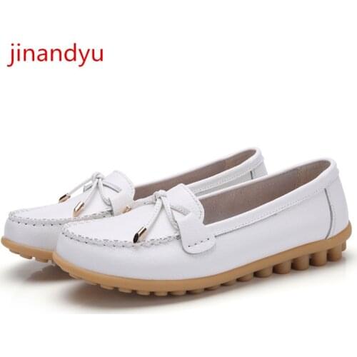 Big Size 44 Nurse Genuine Leather Casual Shoes for Ladies Female Summer Flats Women Oxford Loafers Womens Flat New Shoes 2021