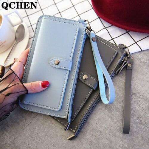 Womans wallet long thin Korean version Leather Coin Purses soft skin buckle Clutch Female Money Bag hand Credit Card Holder 765