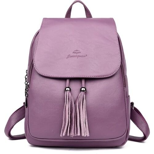 Back pack Womens Genuine Leather Tassels Backpacks Female Bagpack school Shoulder bags for teenage girls Travel Backpack Sac