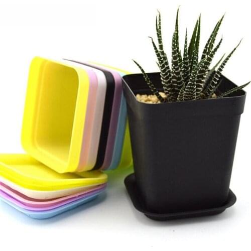 10pcs 7 Colors Thicken Flower Plants Trays Plastic Pots Creative Small Square Pots Succulent Plants Garden Decoration Outdoor