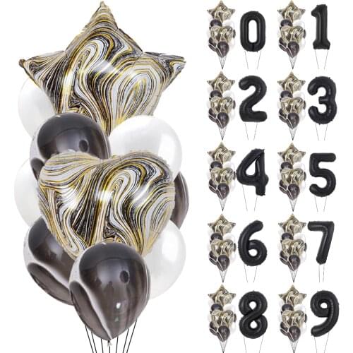 32inch Digital Balloons Agate Black Gold Helium foil Marble Birthday Valentines Day Wedding Baby Shower Party Decoration