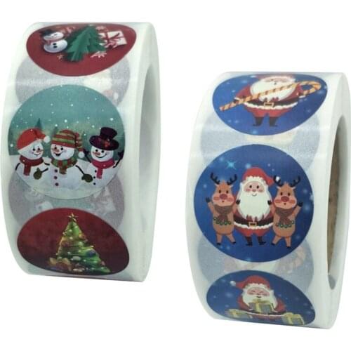 500 Pcs/Roll Merry Christmas Round 1 inch Stickers Christmas Sticker Holiday Gift Sticker Envelope Seal Sticker