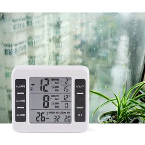 Wireless Weather Station Touch Screen Thermometer Hygrometer Indoor Outdoor Forecast Sensor Calendar Refrigerator Thermometer
