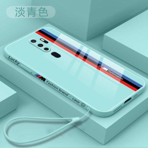 For OPPO A5 2020 Case Hard Tempered glass Square fashion protective Back Cover Case For OPPO A9 2020 Full Cover phone shell