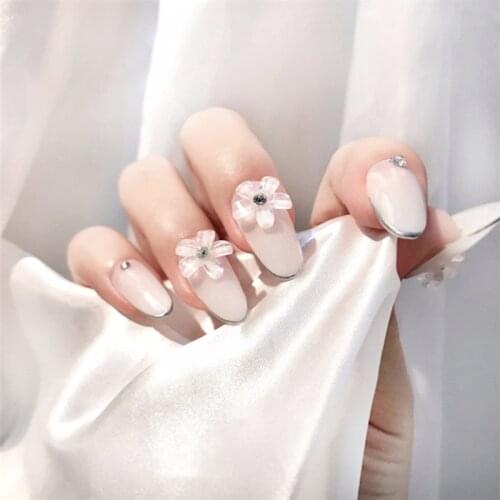 Decorated False Nails Fashion Trend Design Gardenia Wear Manicure Finished Fake Nail Girls Patch Nail Hands Decoration