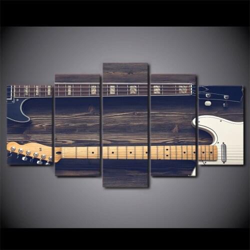 Painting Wall Art Modular Poster 5 Panel Guitar Music Vintage Frame HD Printed Modern Canvas Living Room Pictures Home Decor