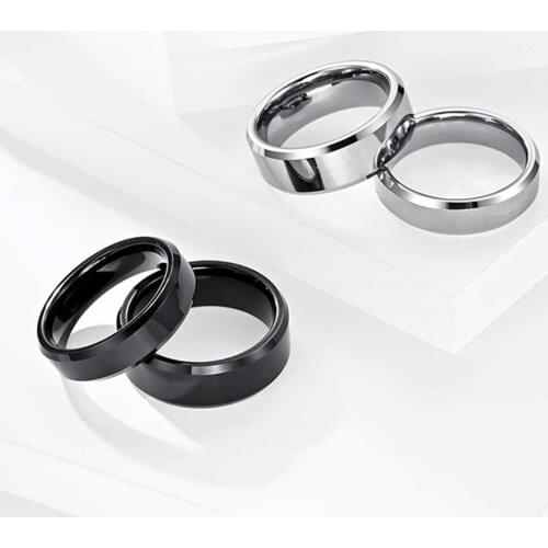 JHSL 6mm/8mm Tungsten Rings for Men Black SilverColor Fashion Man Male Jewelry Christmas Gift wholesale Size 6 7 8 9 10 11