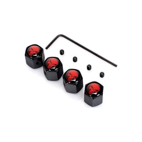 4Pcs/Lot Punisher White/Red Skull Rims Valve Caps Car Wheel Tires Accessories Stems Covers Anti-theft Bicycle Auto Styling Tools