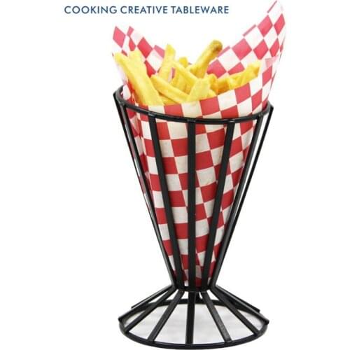 Restaurant American Creative Tableware Iron French Fries Frame Snack Shelf Potato Chip Basket Fried Chicken Tray Holder 1pcs