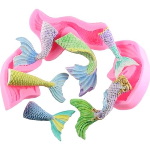 Christening Mermaid Tail Silicone Mold Fondant Cupcake Cake Decorating Baking Tools Handmade Soap Molds Chocolate Candy Mould
