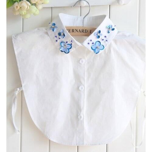 Linbaiway Ladies Womens Detachable Fake Collar Chiffon Fake Collar Womens Sweater Jewelry Lapel Detachable Button Blouse