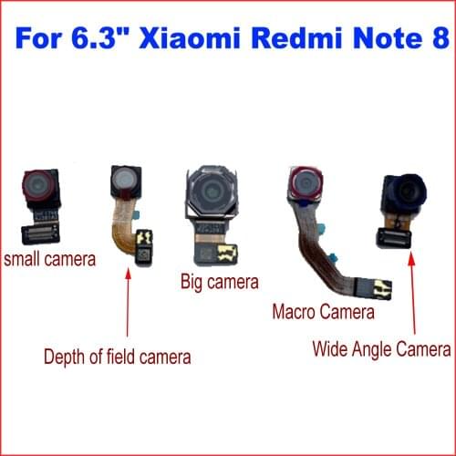Original For 6.3" Xiaomi Redmi Note 8 Rear Back Big Camera Module Flex Cable / Front Facing Wide Angle Macro Camera Depth