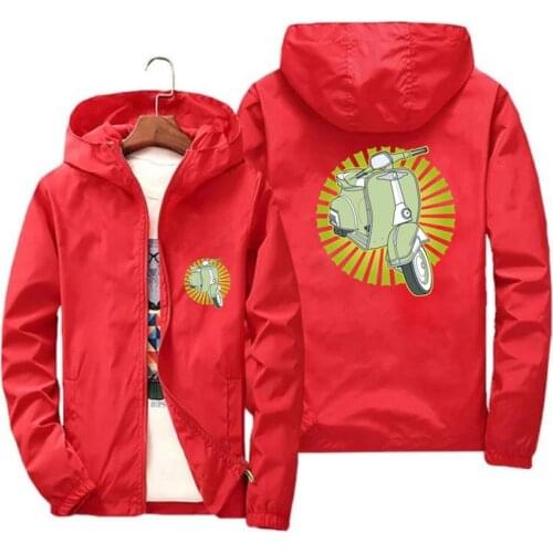 Mens Cute Vespa Jacket Bomber Windbreaker Motorcycle Motorbike Streetwear Coat Thin Outdoor Sports Clothing Pilot Plus Size 7XL