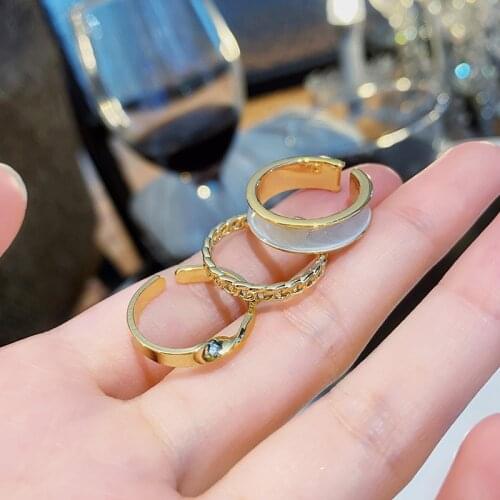 3 Pcs Resizable Hollow Rings Set for Women Punk Metal Geometric Round Finger Ring Fashion Jewelry Female Wedding Bands Party