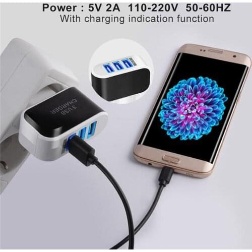 US EU Plug 3 USB Wall Chargers 5V 3.1A LED Adapter Travel Convenient Power Adapter with triple USB Ports For smarphones