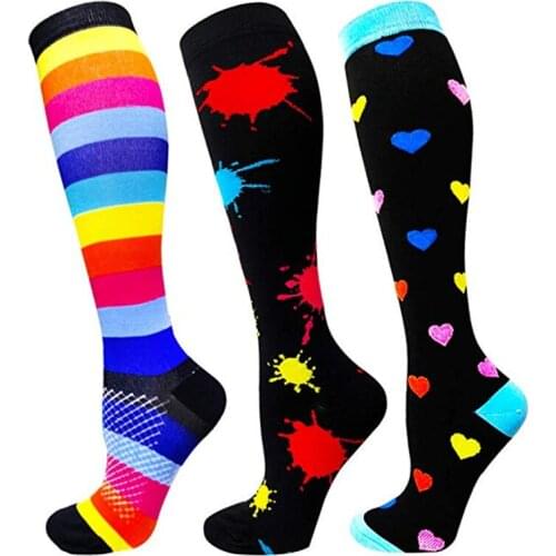 Outdoor Sport Socks Multi-color Elastic Unisex Compression Stockings Anti Fatigue Pain Relief High Stockings Male Female Socks