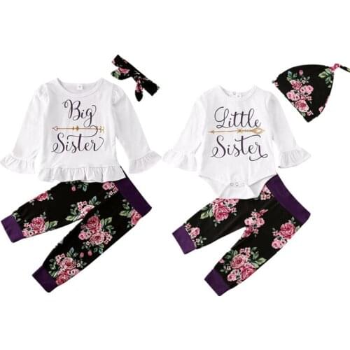 New Sister Match Big Little Sister Girl T-shirt Romper Top+ Pants Outfit Clothes