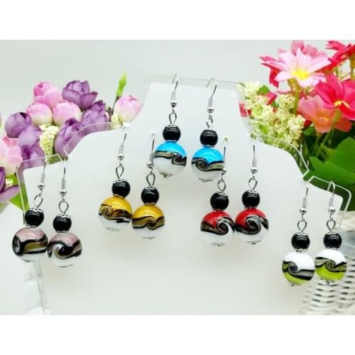 New fashion women coloured drawing or pattern glass design earrings Chinese wind 5 color glass earrings free shipping