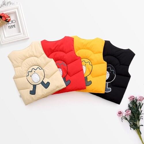 Autumn Girls Warm Cartoon Vest Winter Boys Thicken Waistcoat Kids Outerwear Vest Children Cotton Jackets Vest for 18M-6Y JYF