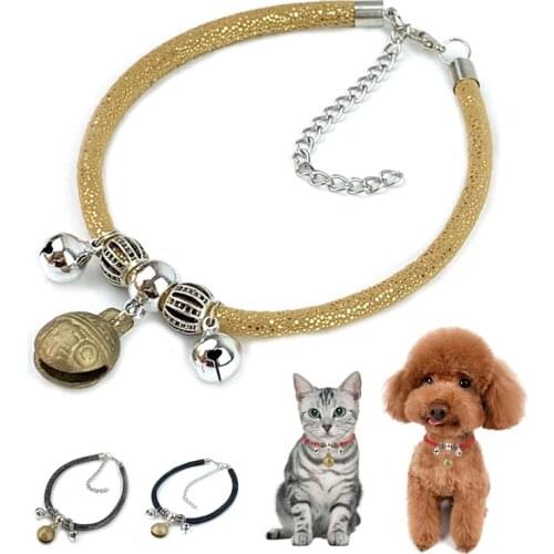 6 Color Cat Collar With Bell Pet Dog Collar Necklace Cat Product For Kitten Puppy Collar Adjustable Cat Neck Strap Copper Bells