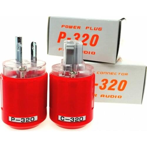 Oyaide p-320 / c-320 copper rhodium plated American standard power plug plug, red transparent DIY hifi through IEC connector