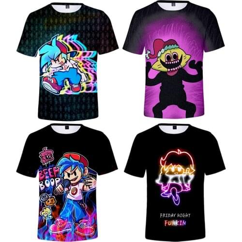 Friday Night Funkin Tshirt 3D O-Neck Black Ports T shirt Summer Short Sleeve Harajuku 2021 Video Game Fashion Clothes