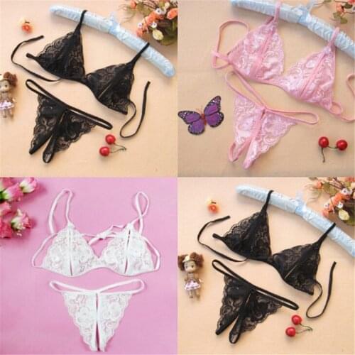 Sexy Lingerie Set Women Lace Strappy Push Up Bra Set Erotic Lingerie Porno Femme Wire Free Underwear Bralette Set Lingerie Woman