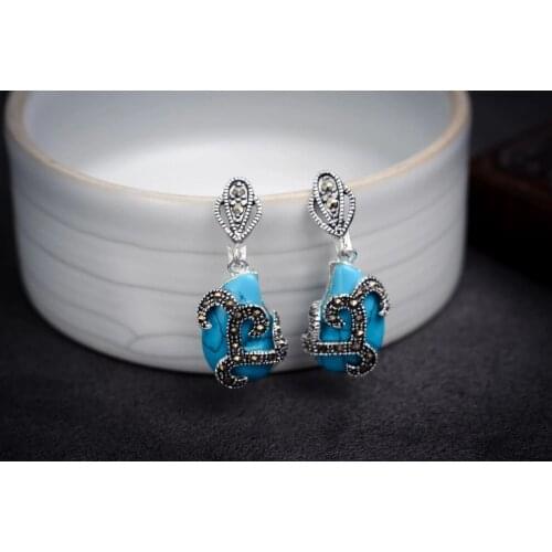 Brincos wedding brincos moda pendientes earring VINTAGE 925 STERLING NATURAL GREEN stone COIN BEADS DANGLE EARRINGS