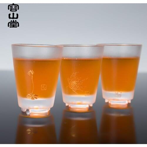 Nameplates, colored glaze cup upset single cup hand-painted glass sample tea cup master individual cup kung fu tea set