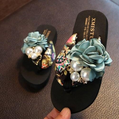 New Summer Women Non-slip Childrens Flip-flops Girls Fashion Beach Shoes Pinch Sandals Female Flowers Slippers Wear Size 25-42