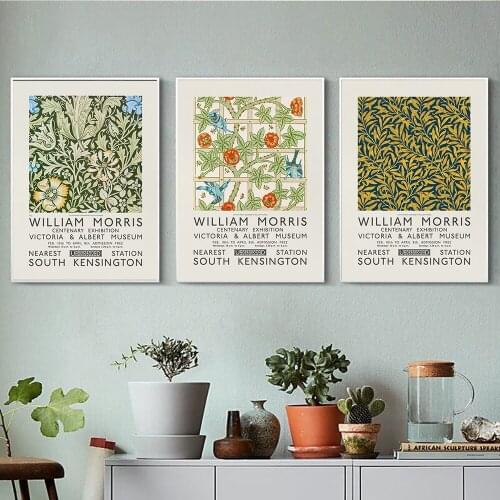 Scandinavian White Line Botanical Painting Mucha Exhibition Canvas Posters and Prints Flower Museum Gallery Wall Art Home Decor