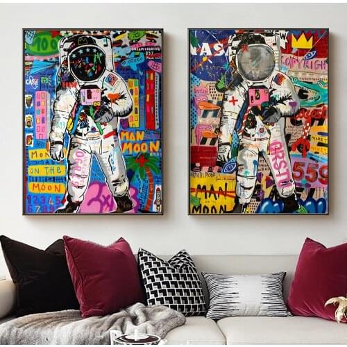 Modern Graffiti Portrait Art Canvas Painting Space Astronaut Posters and Prints Wall Art Picture for Living Room Cuadros Decor