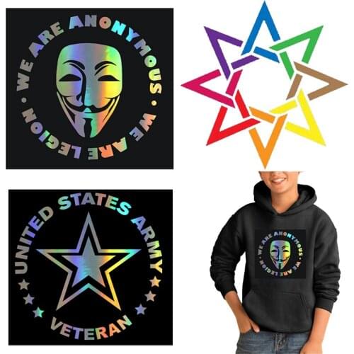 Pentagram Patches Letter Thermal Stickers on Clothes Fabric Iron-on Transfers for Clothing Thermoadhesive Patch Diy Applique