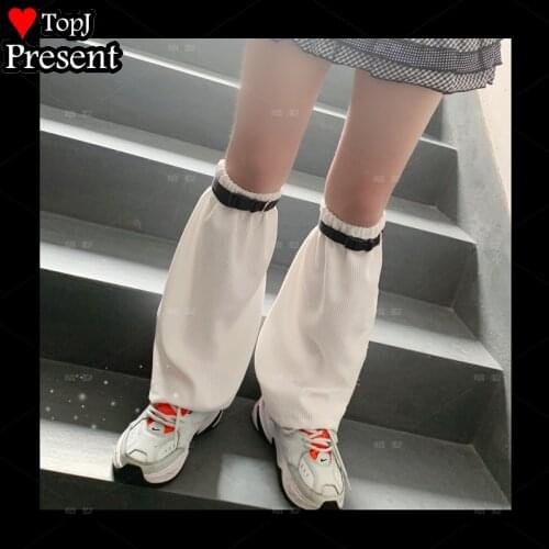 Japanese JK uniform Lolita style Slouch Socks Loose Boots Solid Color Leg Warmers warming cover leg warm Reinforcing strips