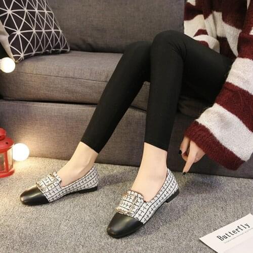 Womens flat shoes winter plus velvet warm fashion plaid light mouth comfort rating lower than wild dating womens shoes U19-84