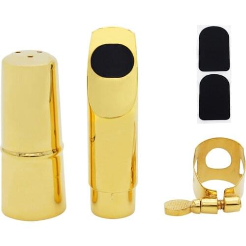 Gold Soprano Saxophone Mouthpiece Professional Woodwind Accessories Metal Sax Mouth With Cap Tooth Pad Musical Instrument Parts