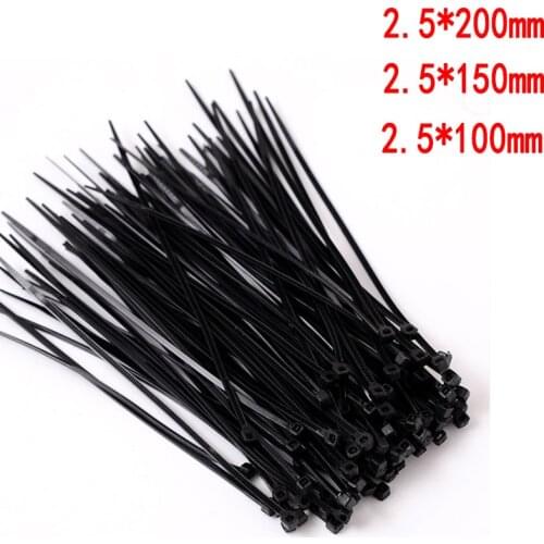 100 PCS Self-locking plastic nylon tie black cable tie fastening ring cable tie zip wraps strap nylon cable tie