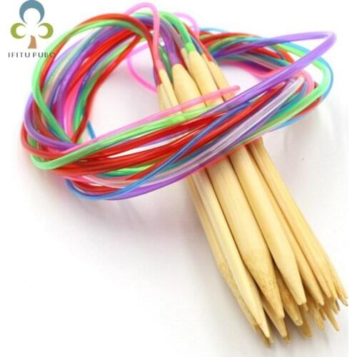 18pcs Different Models Color Tube Ring Needle Carbonized Ring Needle Knitting Tool Ring Needle 80cm Suit Sweater Needle WYW