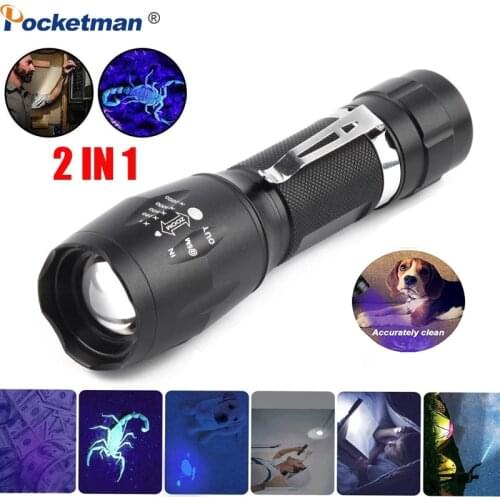 UV Flashlight Black Light 2 in 1 LED Flashlight Tactical Ultraviolet LED Blacklight Urine Detector for Cats,Pet Stains,Scorpions