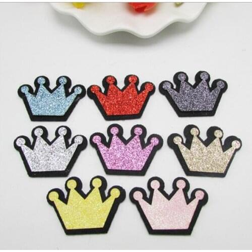 30PCS/Lot 2x3cm Shiny Crown Padded Applique Crafts for Children Headwear Hair clip Accessories