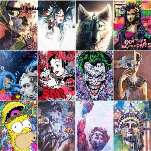 5D Diy Diamond Painting Funny Abstract Portrait Painting Full Diamond Embroidery Statue of Liberty Princess Cross Stitch Kits