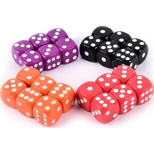 6 PCS 16MM Dices Rounded Corners Four-Color Transparent Dice BoardGame Drinking Digital Dice Gumbling Game