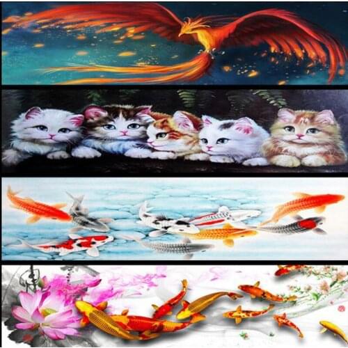 Full Phoenix Cat fish Diamond Painting living room Koi diamond embroidery landscape Needlework Patterns Round Rhinestone Home