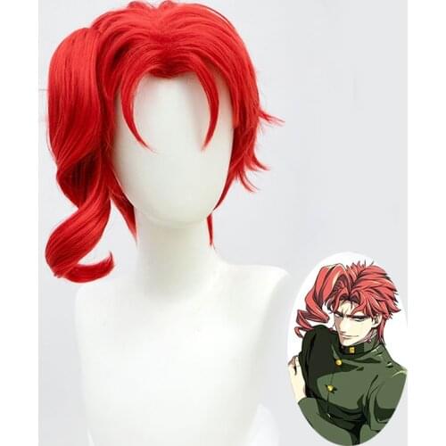 Anime JoJo bizarre adventure Kakyouin Noriaki Red Heat Resistant Cosplay Costume hairwear Wig+Wig Cap